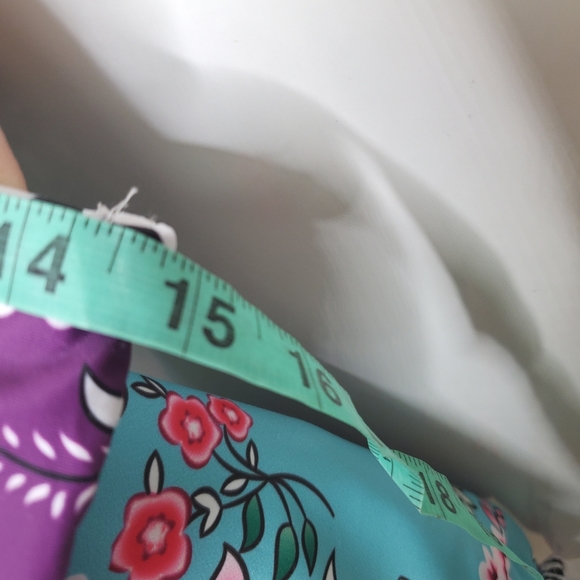 NEW AQUA Blue Floral Purple Contrast Spotted High Rise Bikini Swim Bottom Large - Picture 7 of 8